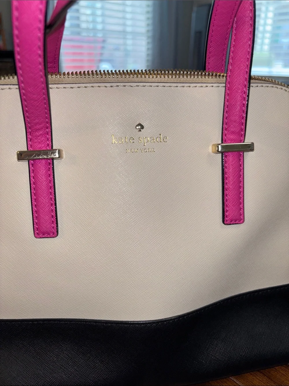 kate spade Cream, Black & Hot Pink Dome Satchel